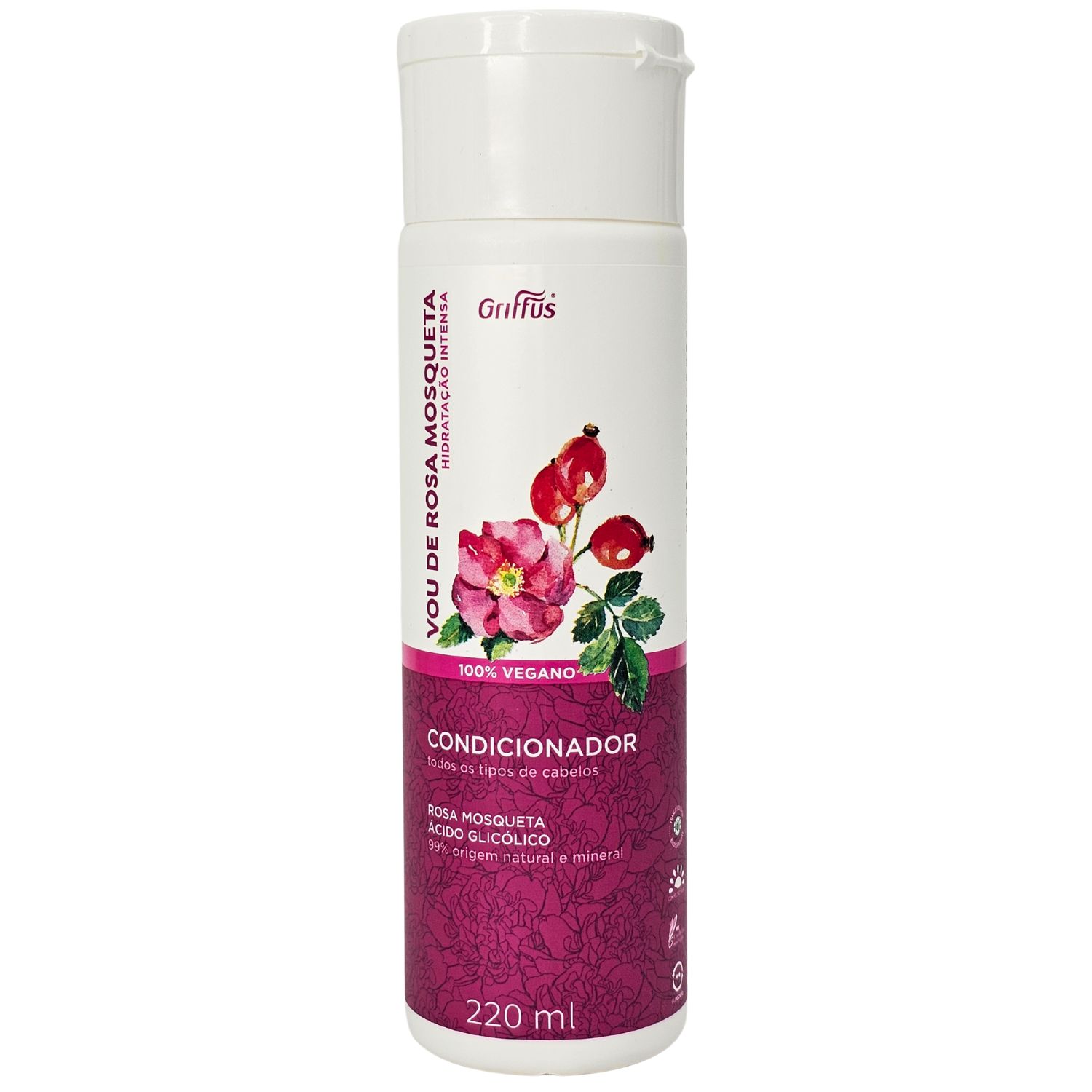 Griffus Vou de Rosa Mosqueta Condicionador Hidratação Intensa Vegano 220ml