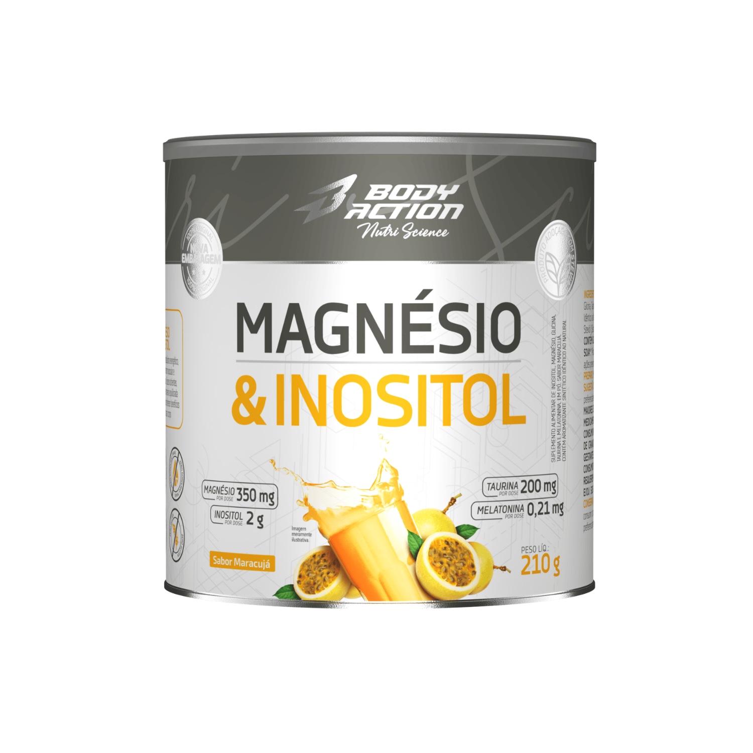 Magnésio & Inositol- reparador de sono e saúde óssea - maracujá - 210g