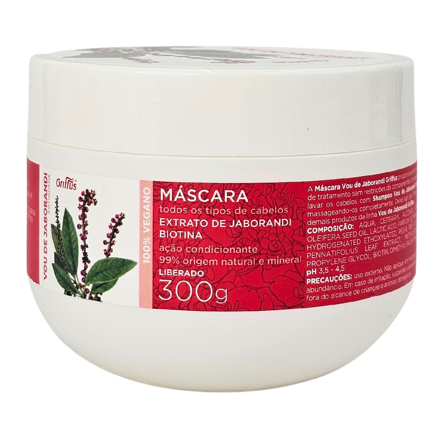 Griffus Vou De Jaborandi Máscara Antiqueda Vegano 300g