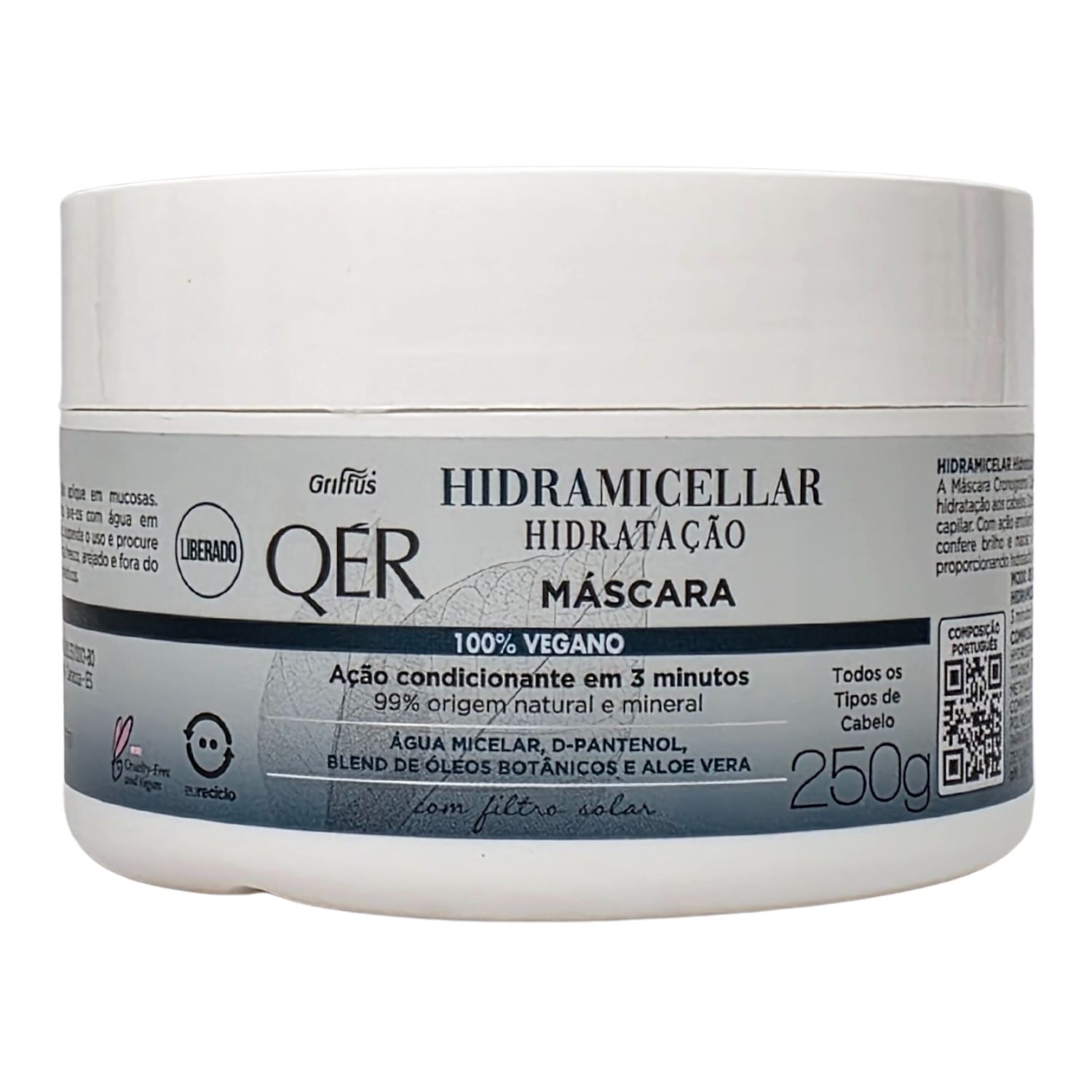 Griffus QÉR Máscara Capilar Hidratação Hidramicellar Vegano 250g