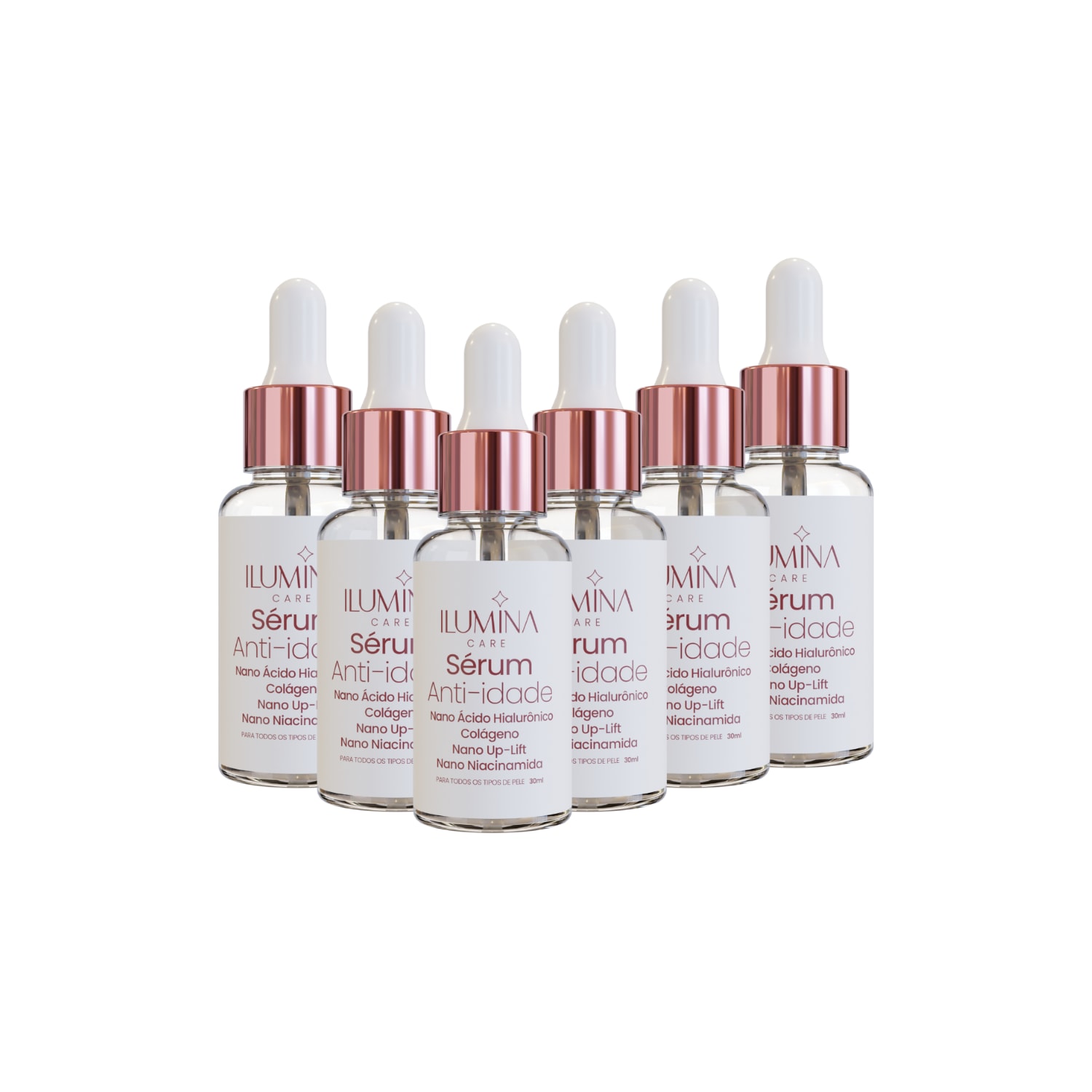 Kit 6 Sérum Facial Hidratante Anti-Idade 30ml Ilumina Care