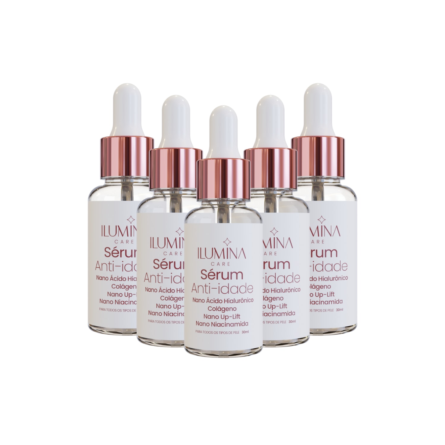 Kit 5 Sérum Facial Hidratante Anti-Idade 30ml Ilumina Care