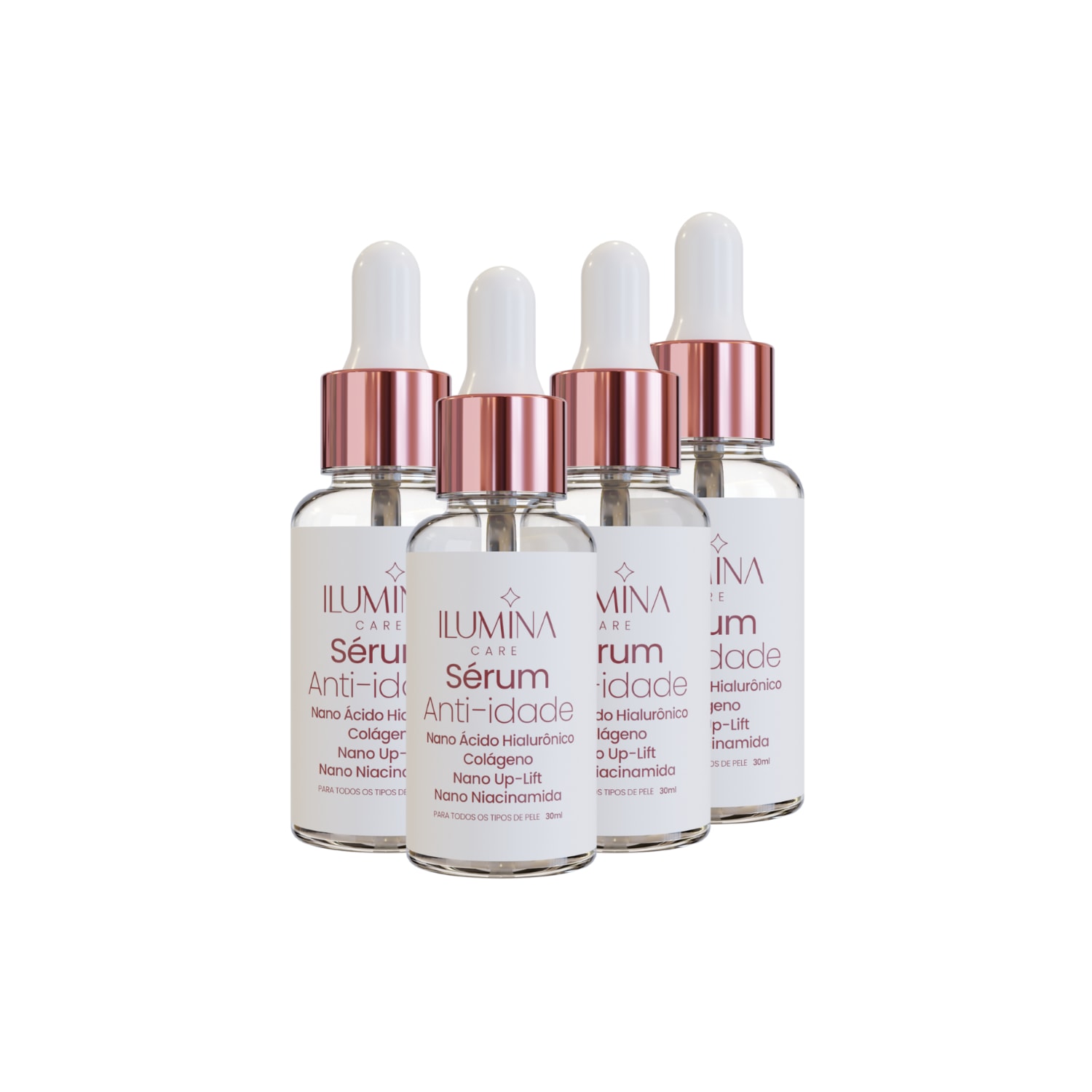 Kit 4 Sérum Facial Hidratante Anti-Idade 30ml Ilumina Care