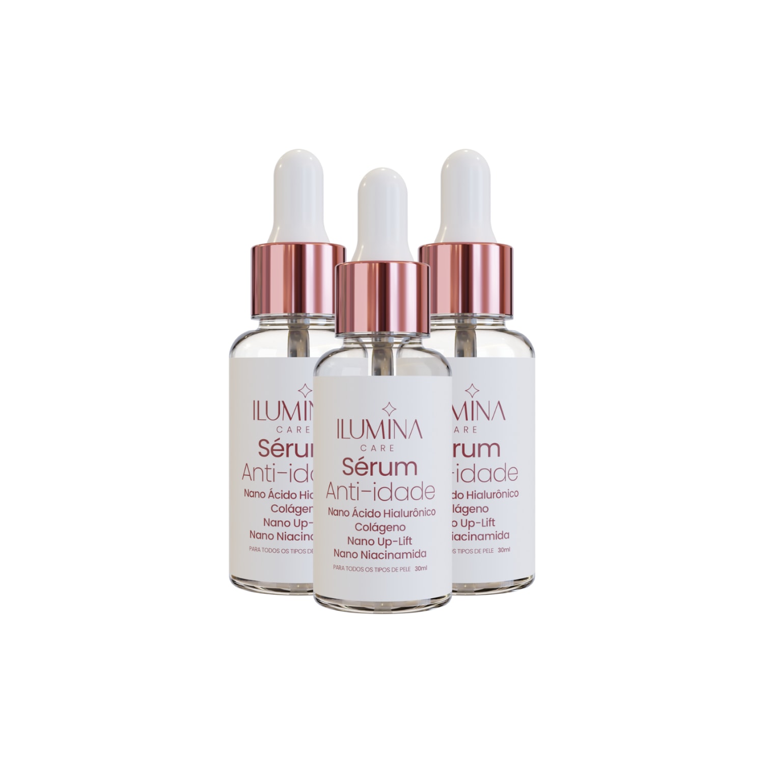 Kit 3 Sérum Facial Hidratante Anti-Idade 30ml Ilumina Care