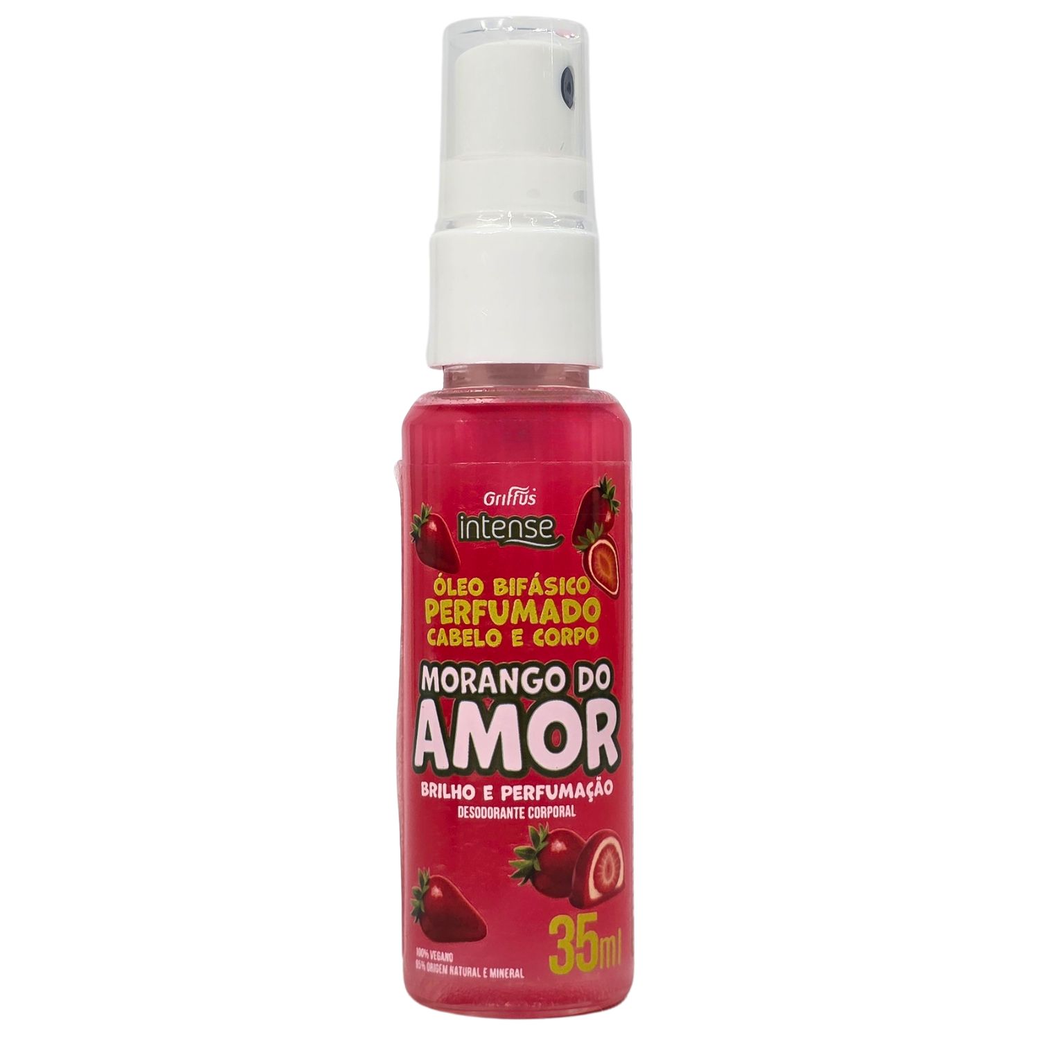 Griffus Intense Óleo Bifásico Perfumado Cabelo e Corpo Morango do Amor Vegano 35ml