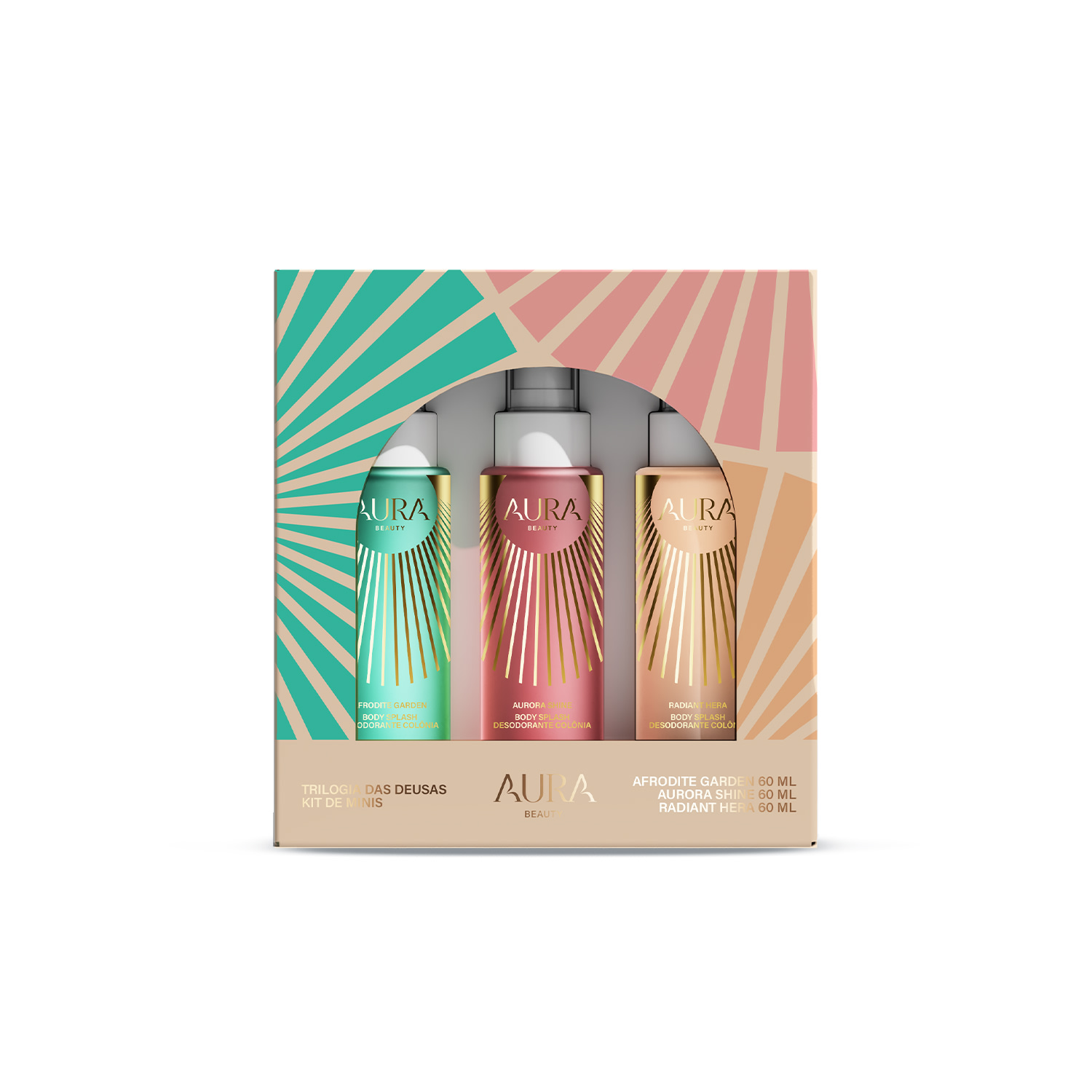 Kit 3 Body Splash Trilogia das Deusas Aura Beauty Jade Picon 60ml Cada