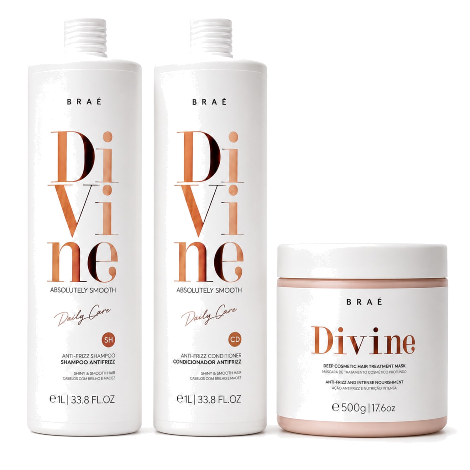 KIT Divine Shampoo 1L + Condicionador 1L + Máscara 500g
