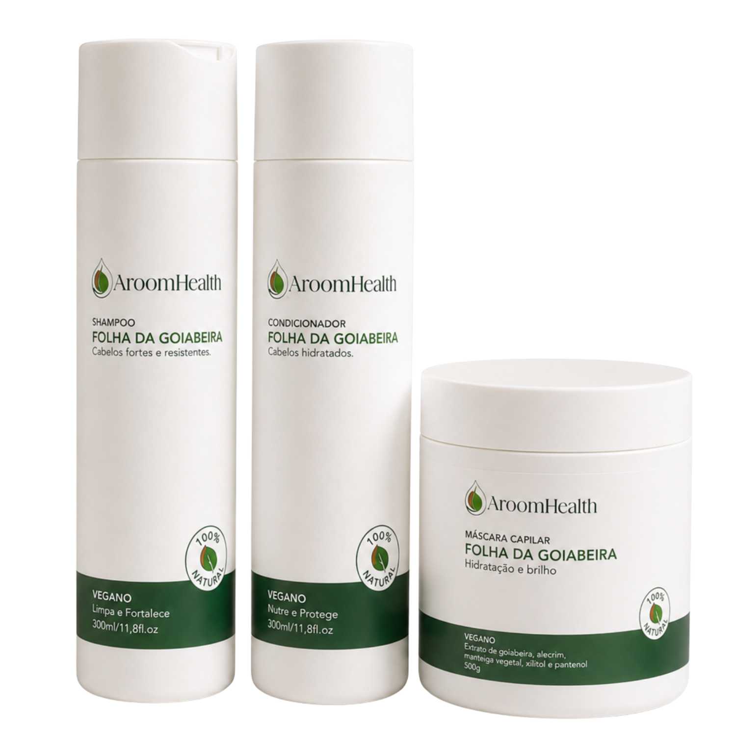 Kit de Shampoo, Condicionador e Máscara Capilar Folha da Goiabeira Fórmula Exclusiva