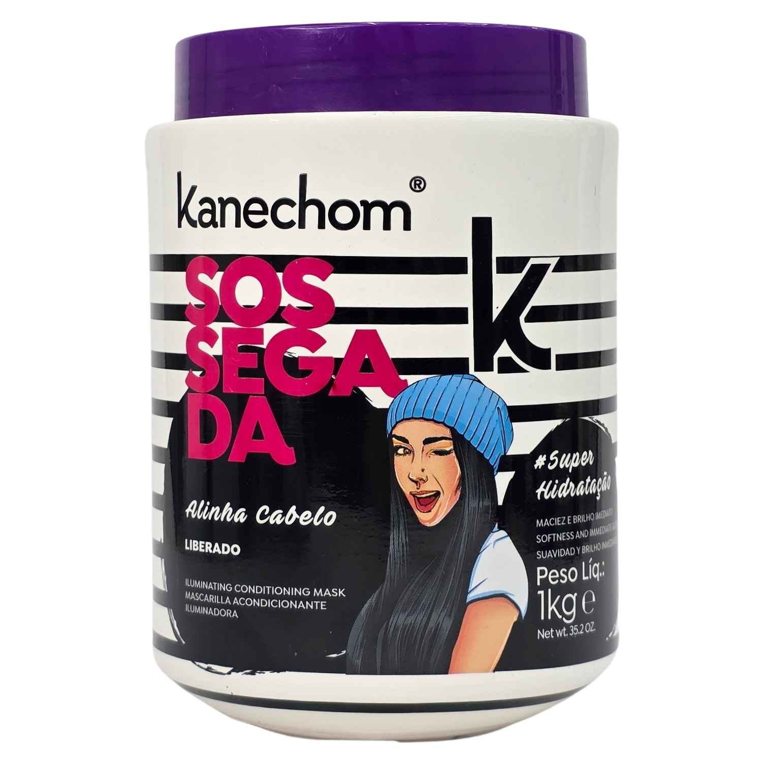 Kanechom Sossegada Máscara Capilar Iluminadora Alinha Cabelo Vegano 1kg
