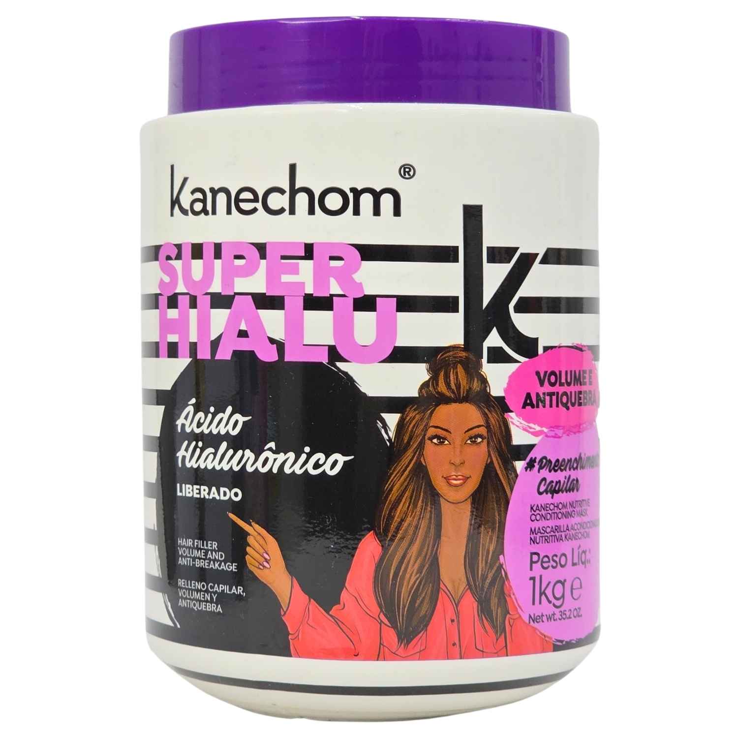 Kanechom Super Hialu Máscara Capilar Nutritiva Ácido Hialurônico Vegano 1kg