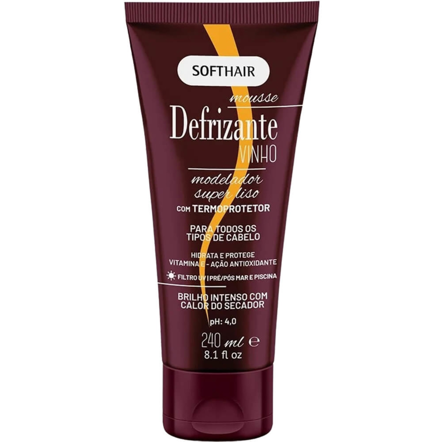 Soft Hair Super Liso Vinho - Mousse Defrizante 240ml