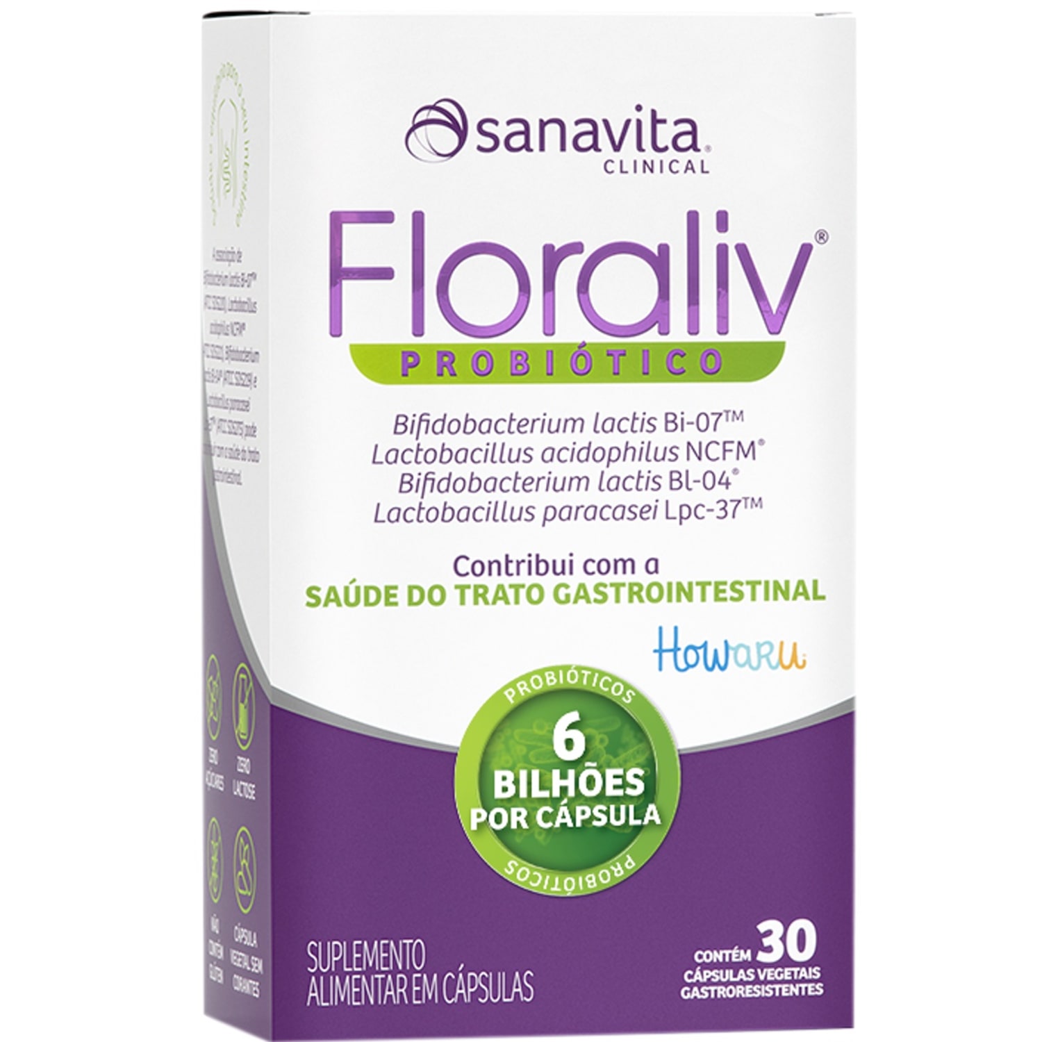 Sanavita Floraliv Probiótico - Suplemento Alimentar (30 Cápsulas)