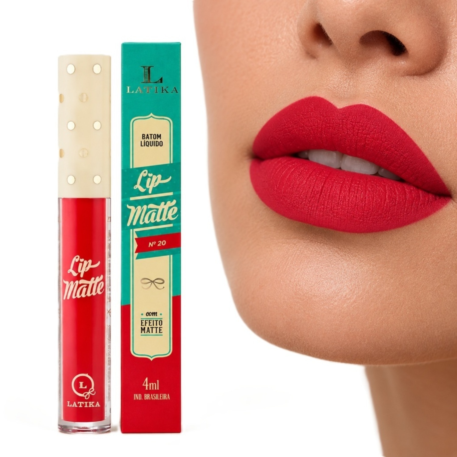 Lip Matte Latika Batom Líquido 4ml - Cor Vermelho Intenso nº20 - Não Tranfere