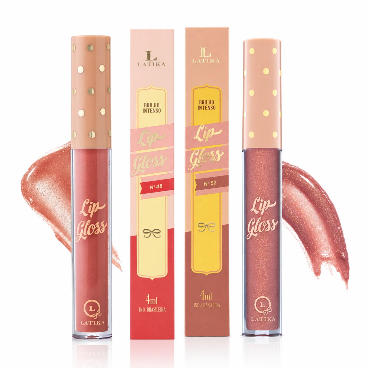 Kit 2 Gloss Labial Latika 48 + 52 Nude Iluminado Brilho Labial