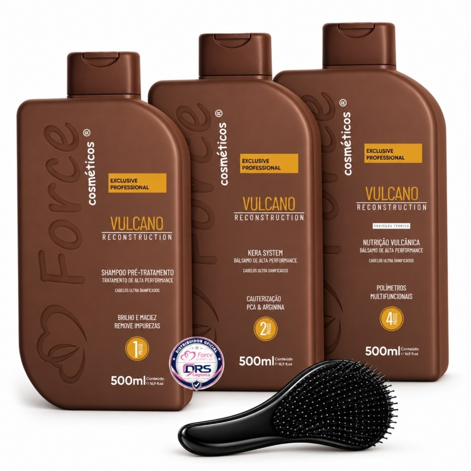 Kit Cauterização Capilar Profissional Vulcano Force Cosméticos (3 Itens)