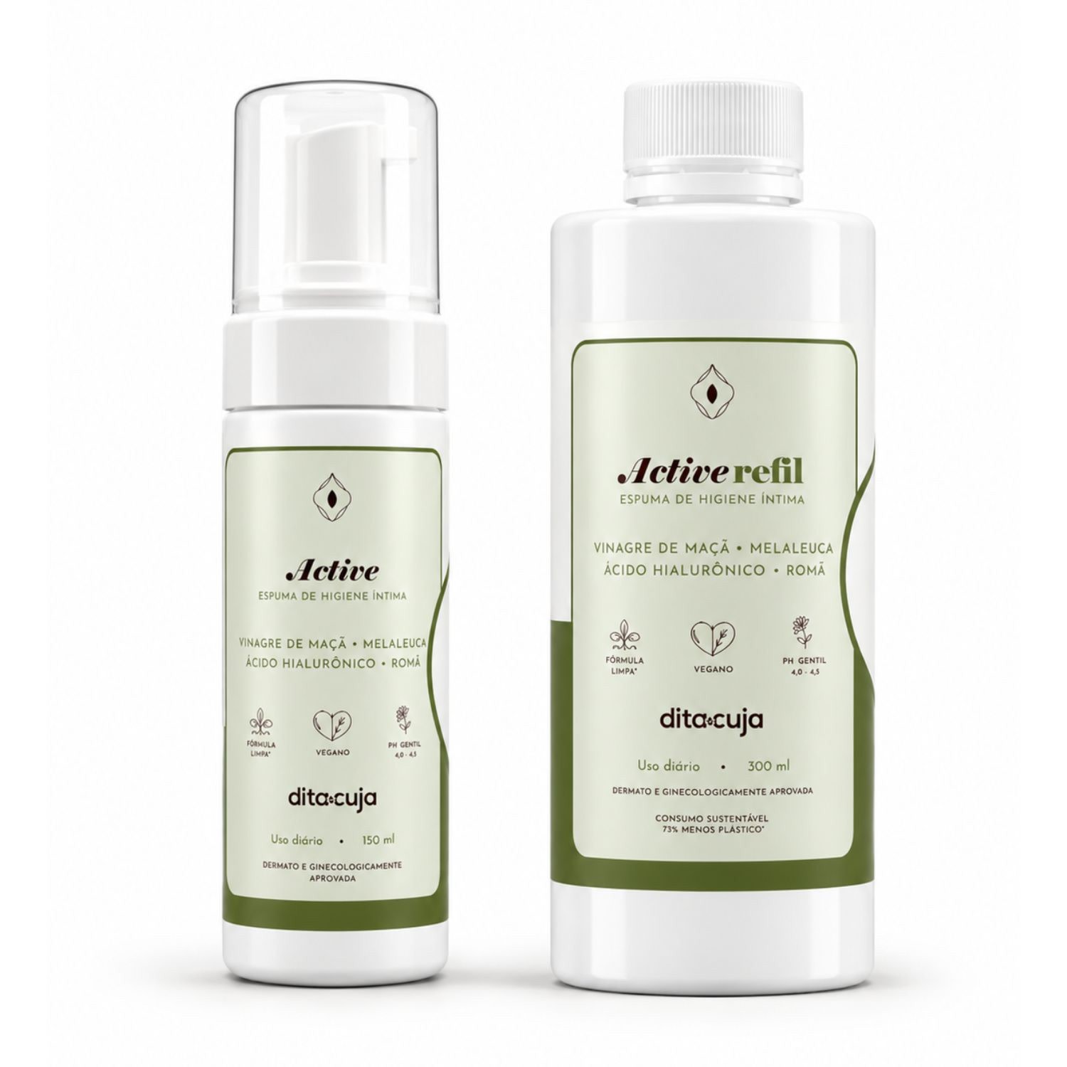Kit Espuma Íntima Active 150mL e Refil 300mL Dita Cuja