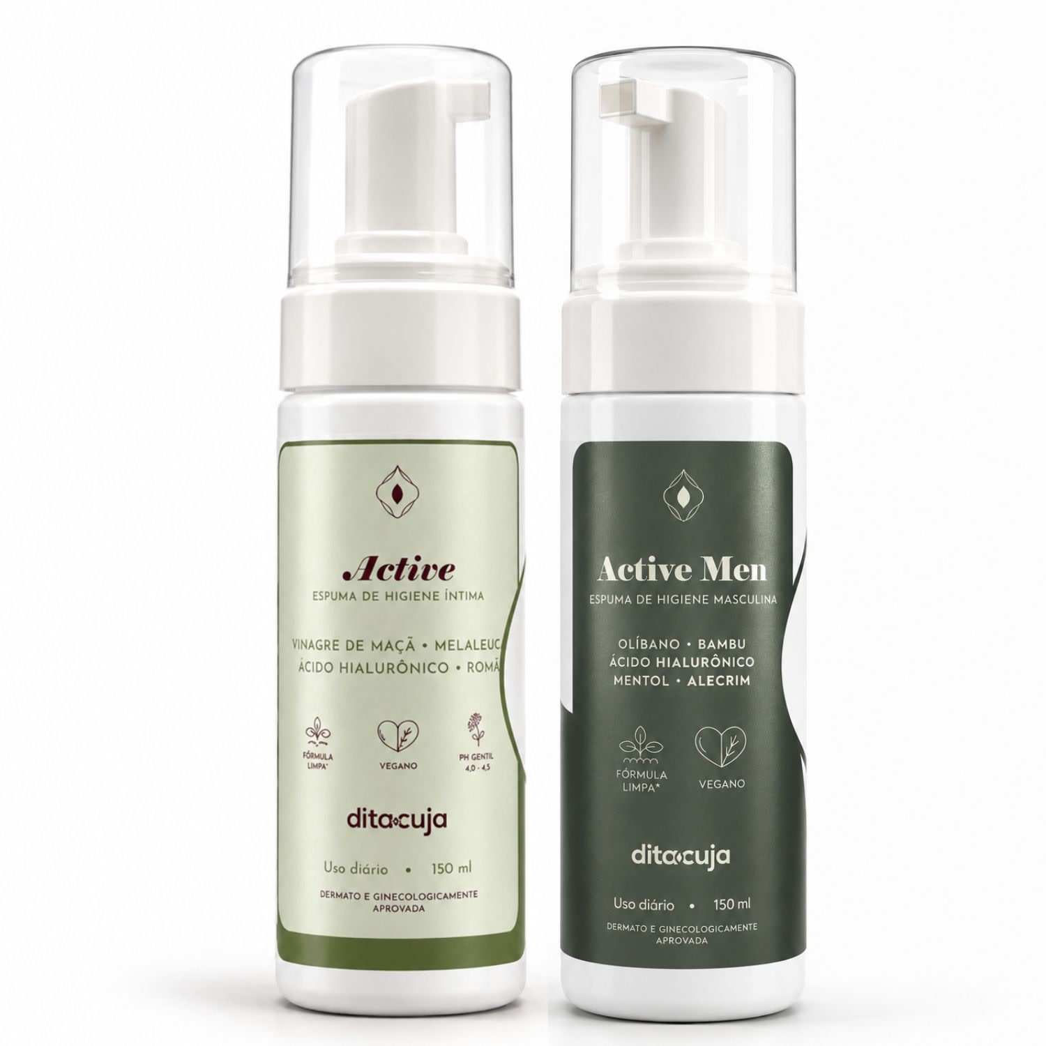 Kit Casal Dita Cuja Active Men + Espuma Active Feminina Higiene Íntima 2X150mL