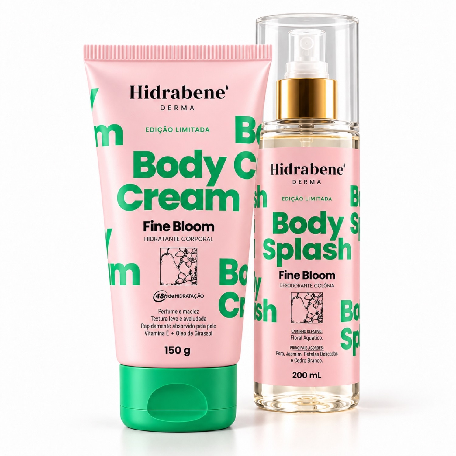 Kit Corporal Hidrabene com Hidratante Body Cream + Body Splash Perfumado Fragrância:2 - Fine Bloom