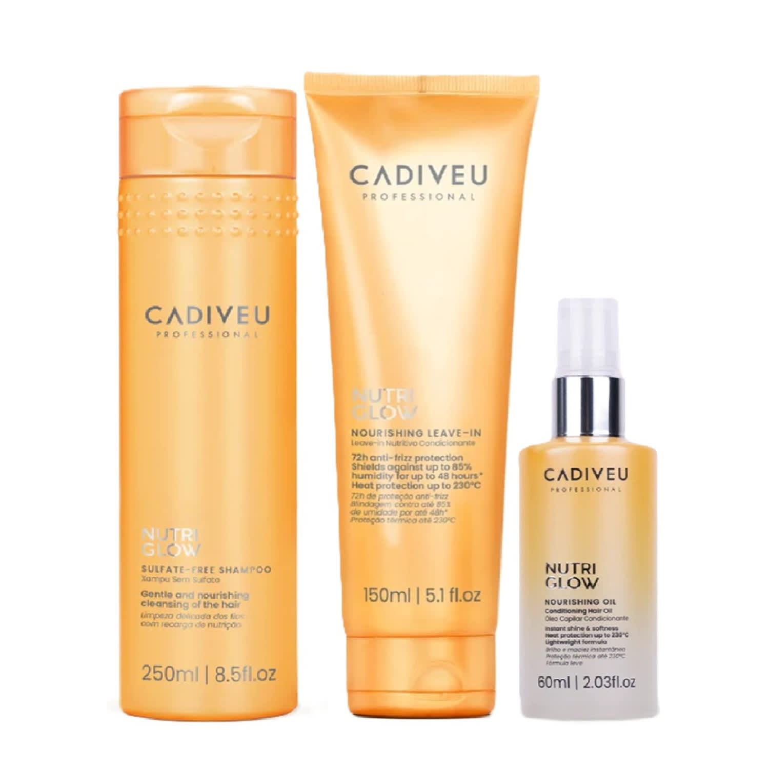 Kit Cadiveu Professional Nutri Glow - Shampoo 250ml + Leave-In 150ml + Nutri Oil 60ml