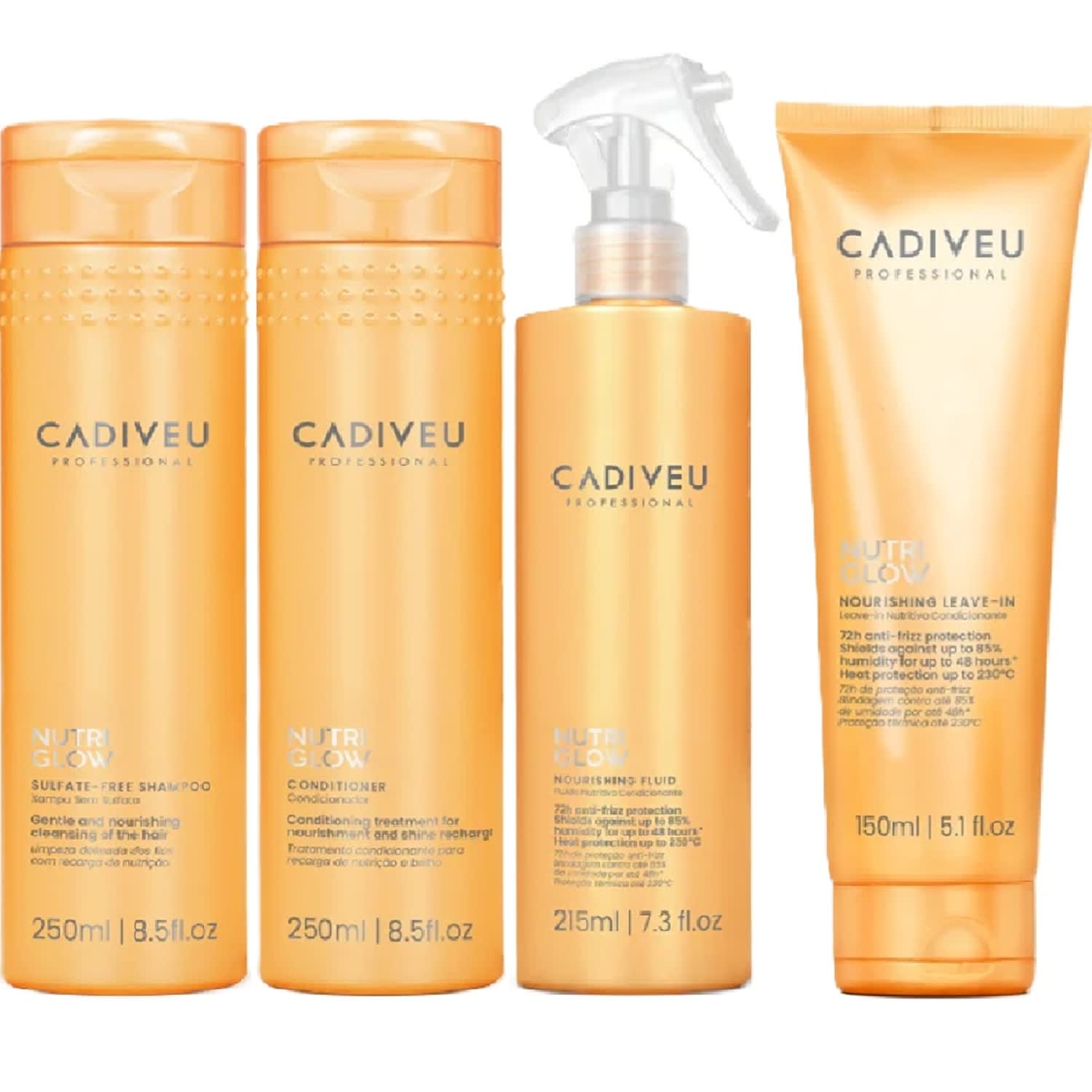 Kit Cadiveu Professional Nutri Glow - Shampoo & Condicionador 250ml + Fluído 215ml + Leave-In 150ml