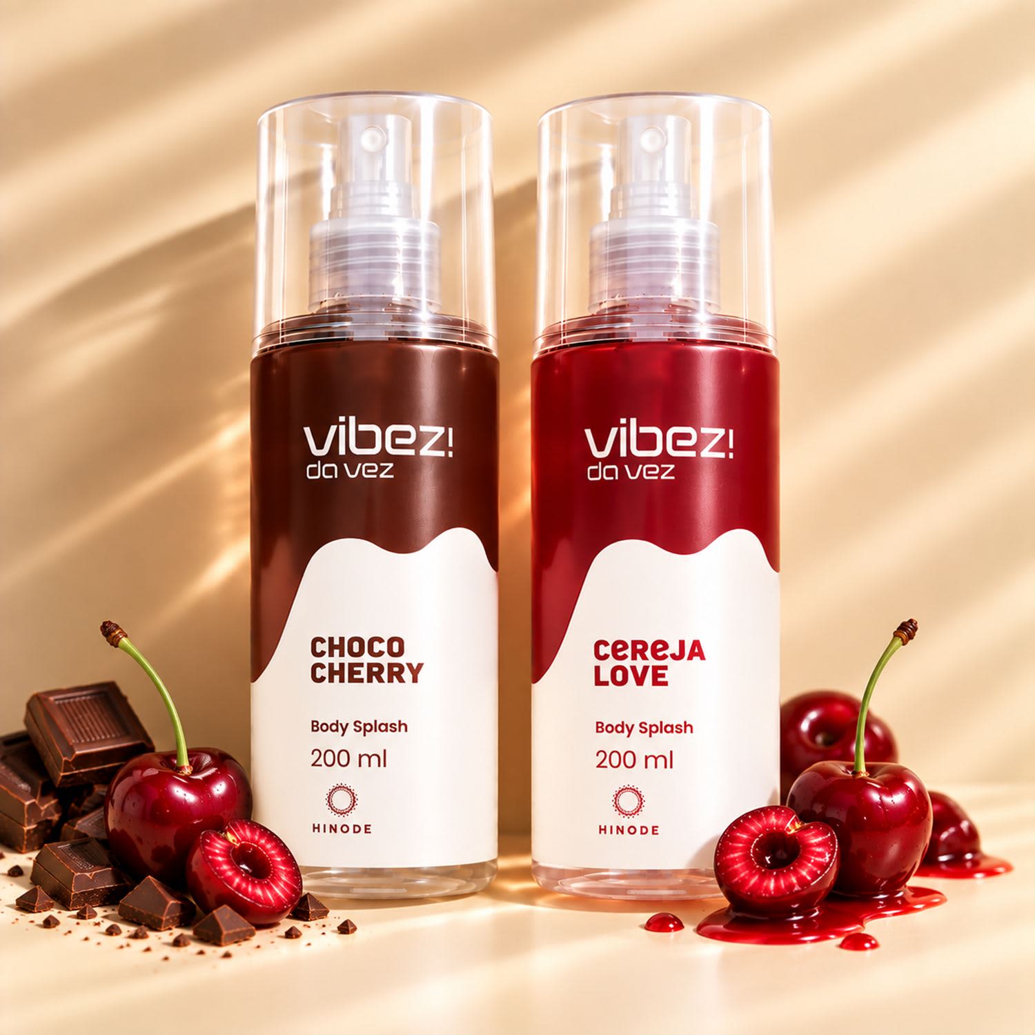 Kit 2 Body Splashes Vibez da Vez! Choco Cherry + Cereja Love