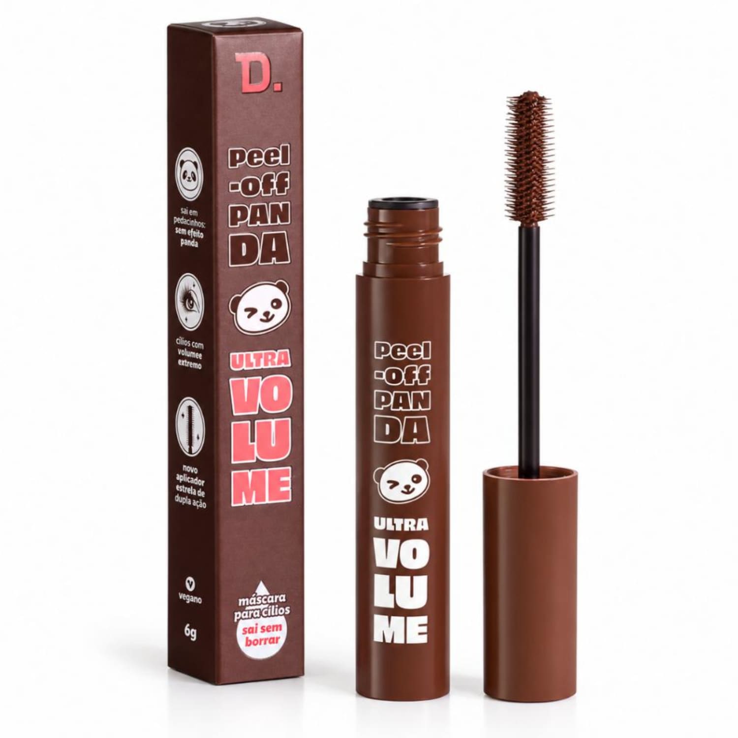 Máscara Para Cílios Dailus Peel-Off Panda Ultra Volume Marrom 6g
