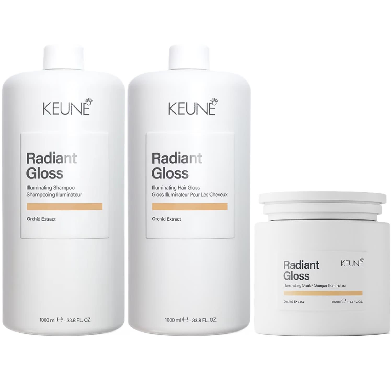 Kit Keune Radiant Gloss - Shampoo & Condicionador 1000ml + Máscara 500ml