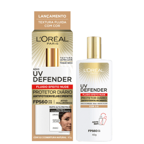 L’Oréal Paris UV Defender FPS60 3.0 - Protetor Solar Facial com Cor 40g