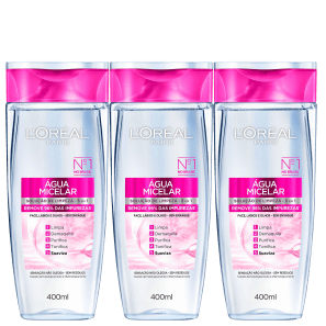 Kit L'Oréal Paris Dermo Expertise Água Micelar 5 em 1 - Água Demaquilante 3x400ml