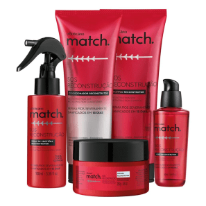 Combo Match SOS Reconstrução: Shampoo + Condicionador + Máscara Capilar + Óleo Capilar + Spray de Proteína