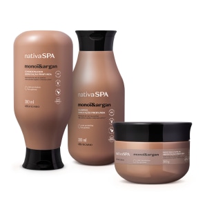 Combo Nativa SPA Monoï & Argan: Shampoo 300ml + Máscara 200g + Condicionador 300ml