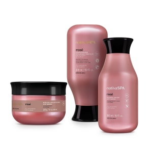 Combo Nativa SPA Rosé: Shampoo 300ml + Máscara 200g + Condicionador 300ml