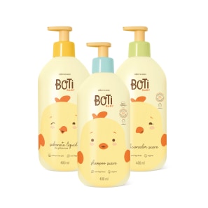 Combo Boti Baby: Shampoo Suave 400ml + Condicionador Suave 400ml + Sabonete Líquido de Glicerina 400ml