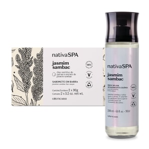 Combo Presente Nativa SPA Jasmim Sambac: Body Splash 200ml + Sabonete em Barra 2x90g