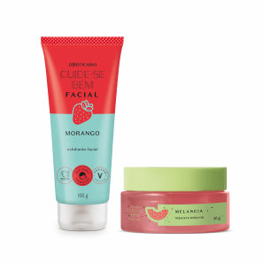 Combo Cuide-se Bem Feira Misturinha: Esfoliante Facial Morango 100g + Máscara Facial Noturna Melancia 50g