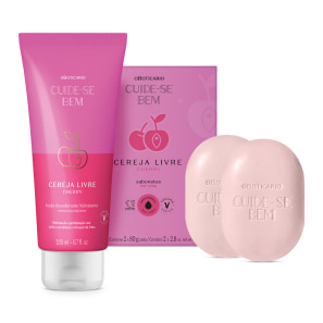 Combo Cuide-Bem Cereja Livre: Loção Corporal 200ml + Sabonete em Barra 2x80g