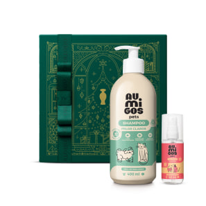 Combo Presente Au.Migos Pets: Shampoo 400ml + Colônia Adultos 60ml + Caixa Presenteável