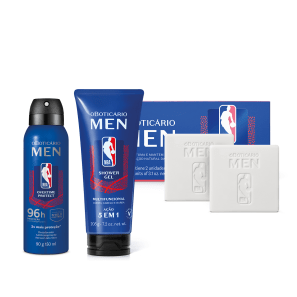 Combo Men NBA: Sabonete Em Barra 2x 90g + Shower Gel 200g + Desodorante Antitranspirante 150ml