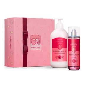 K-Drama Box Cuide-se Bem Morango e Leite: Loção Corporal 400ml + Body Splash 200ml