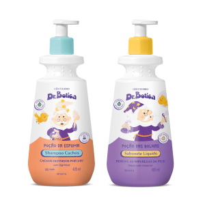 Combo Dr. Botica: Shampoo Infantil Cacheados 3 ABC 400ml + Sabonete Líquido Infantil 400ml