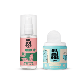 Combo Au.Migos Pet: Dedal Dental + Colônia Pet Au.Migos Chamego 60ml