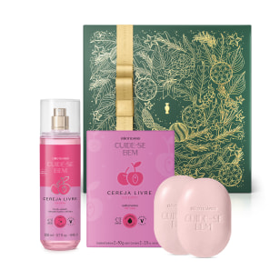 Combo Presente Cuide-se Bem Cereja Livre: Body Splash 200ml + Sabonetes Em Barra 2x80g + Caixa de Presente