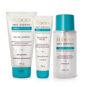 Combo Neo Dermo Purific Collection: Gel de Limpeza 150ml + Tônico Facial 200ml + Esfoliante Facial 75g