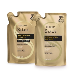Combo Siàge Reconstrói os Fios: Refil Condicionador 400ml + Shampoo 400ml