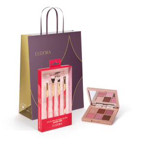 Combo Presente Natal Niina Secrets: Paleta de Sombras Shine 5,4g + Kit Pinceis para Olhos + Sacola