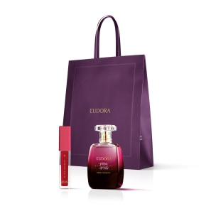 Combo Presente Niina Secrets: Batom Skinny Matte Vermelho Hibisco 5ml + Desodorante Colônia 100ml + Sacola