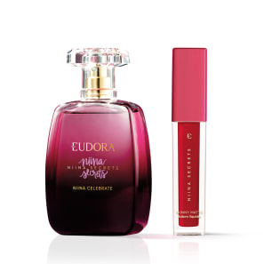 Combo Niina Secrets: Batom Skinny Matte Vermelho Hibisco 5ml + Desodorante Colônia Celebrate 100ml