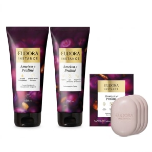 Combo Instance Ameixa e Praliné: Sabonete em Barra 4x80g + Sabonete Em Calda 180ml + Creme Corporal 180ml