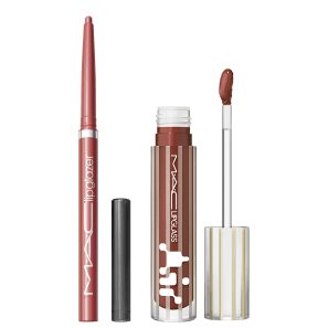 Kit M.A.C Lipglass Airshine Aesthetic + Lipglazer Glossy Liner Velvet Teddy (2 Produtos)