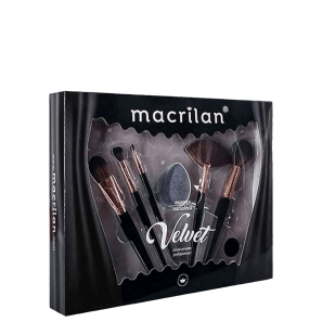 Kit de Pincéis Velvet Preto Macrilan